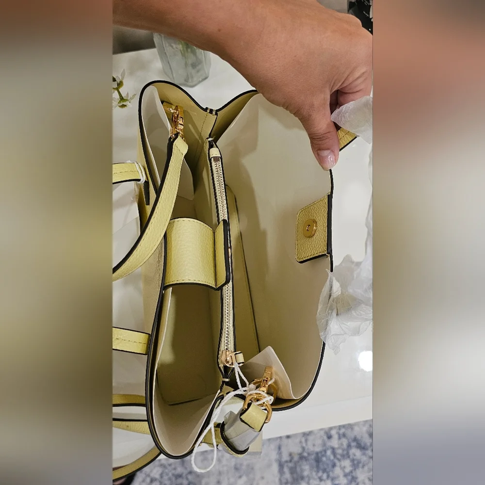 Tory Burch Lemon Leather Tote Bag - Picture 5 of 8